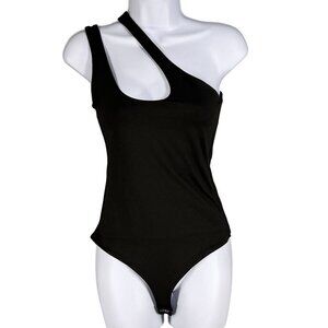 Reoria NWT Women S Cutout Neck Sleeveless Black Shapeware Vamp Bodysuit Coquette